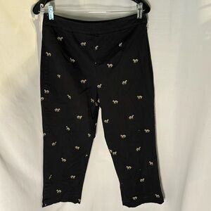 Coldwater Creek Zebra Crop Pants Size 6 Petite Black Chino